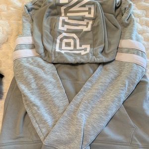 SMALL PINK/Victoria’s Secret light gray hoodie